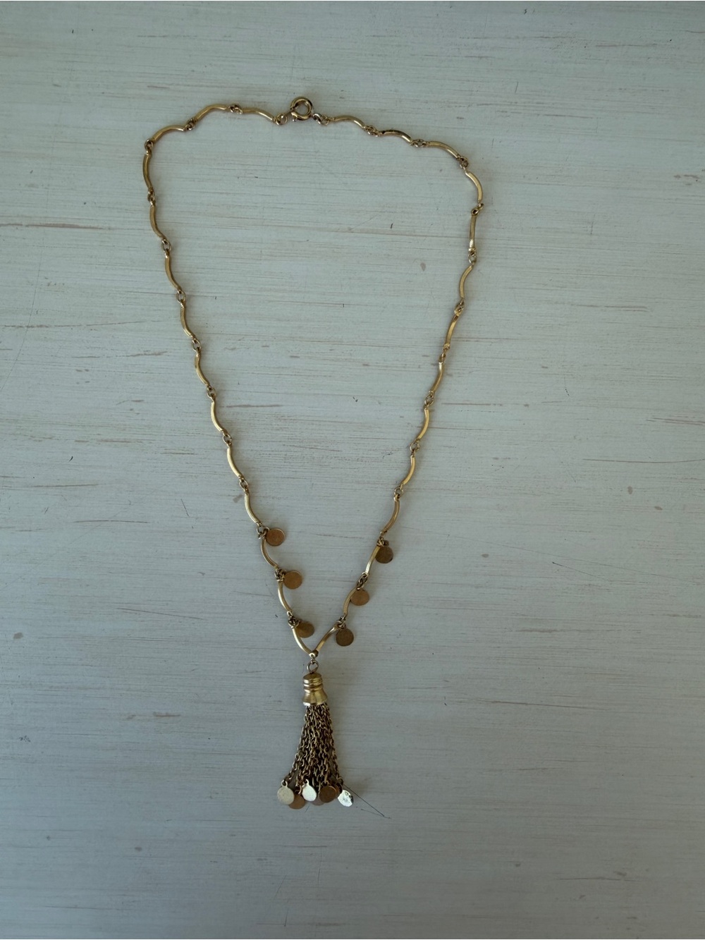 Amazon Gold Tassel Disc Pendant Necklace